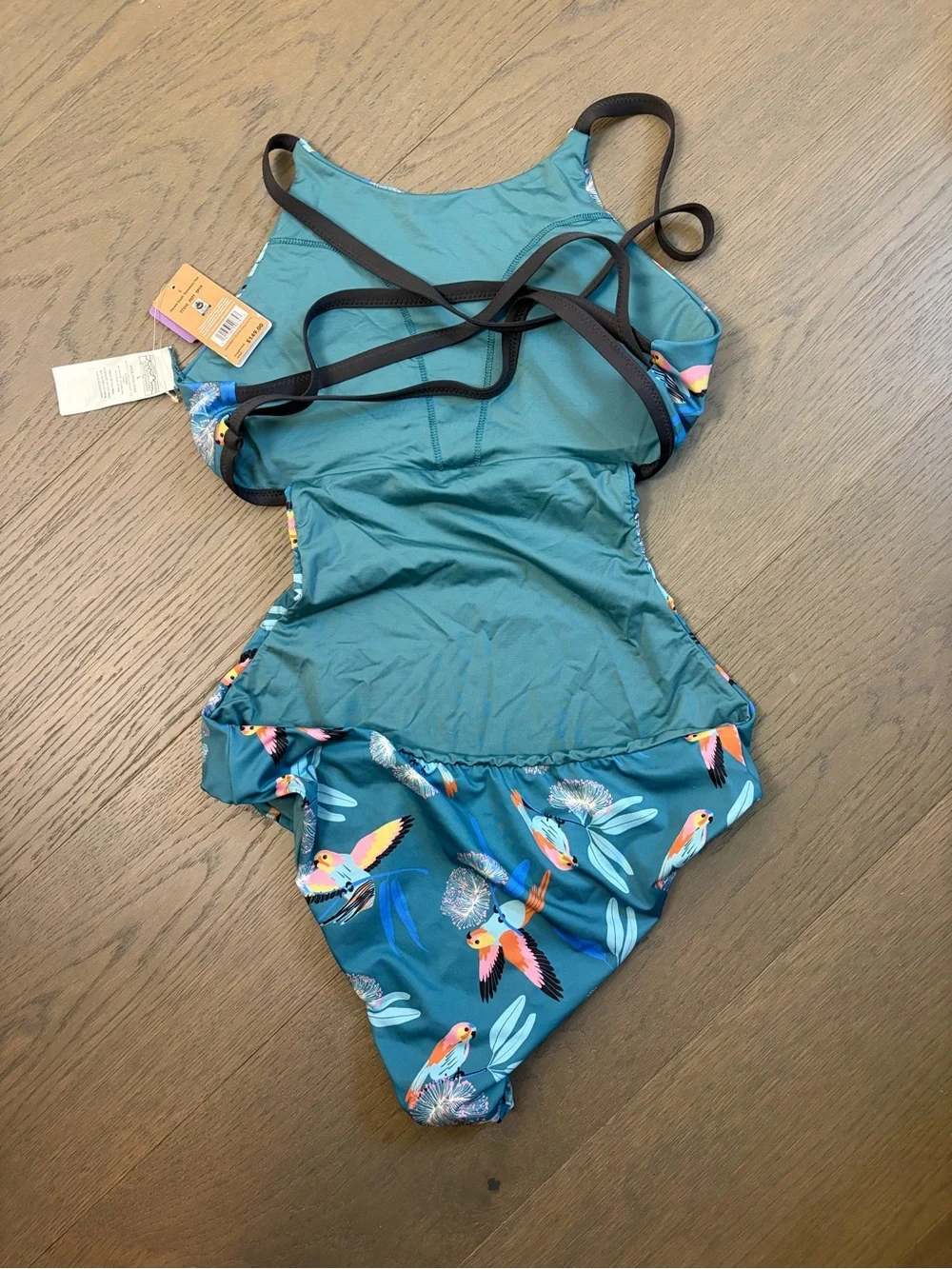 NWT Patagonia Women's Nireta One-Piece Swimsuit in Teal FLORAL Sz Large